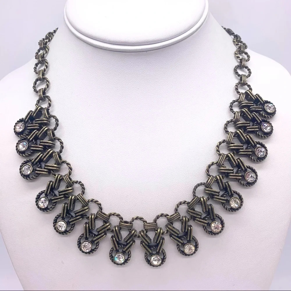 J. Crew Jeweled Antiqued Gold Necklace